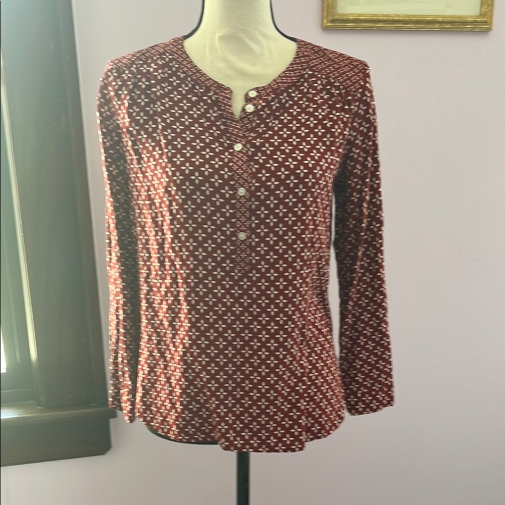 LOFT Red and White Blouse